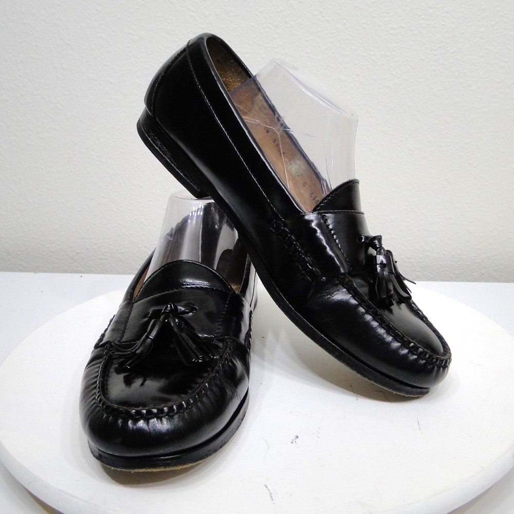 Cole Haan Mens Black Leather Tassel Loafers Dress Shoes 10.5 D 3506 61597